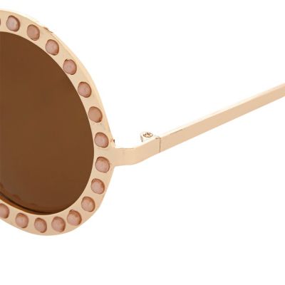 Girls pink pearl round sunglasses